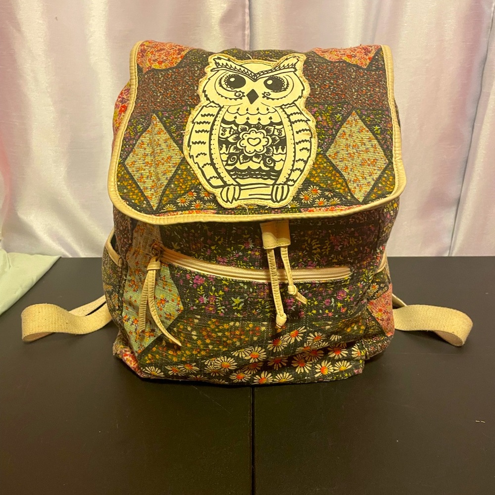 Cute Owl Patterned Backpack GUC